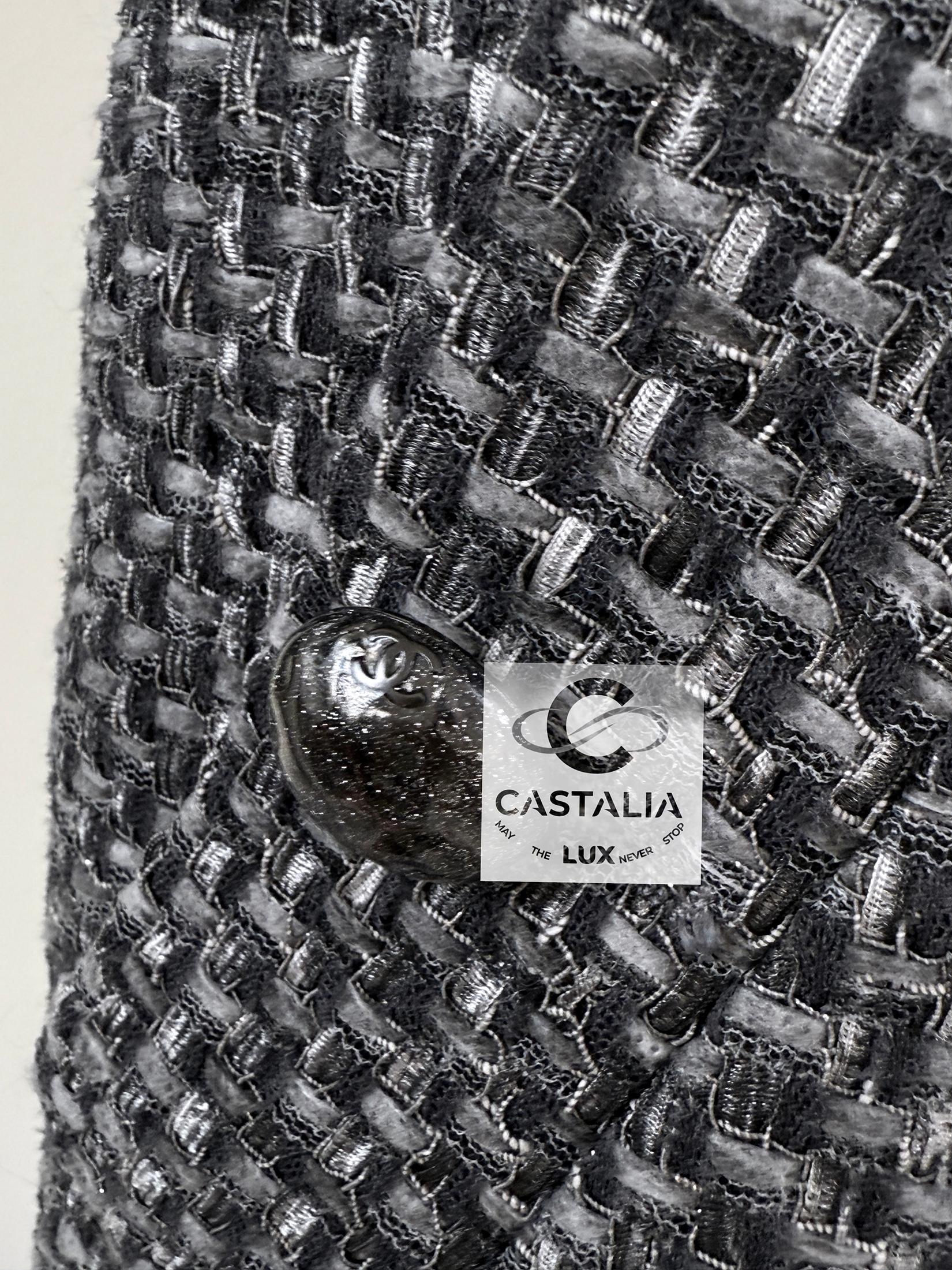 Chanel Lily Allen Style Grey Lesage Tweed Jacket 36 FR For Sale 4