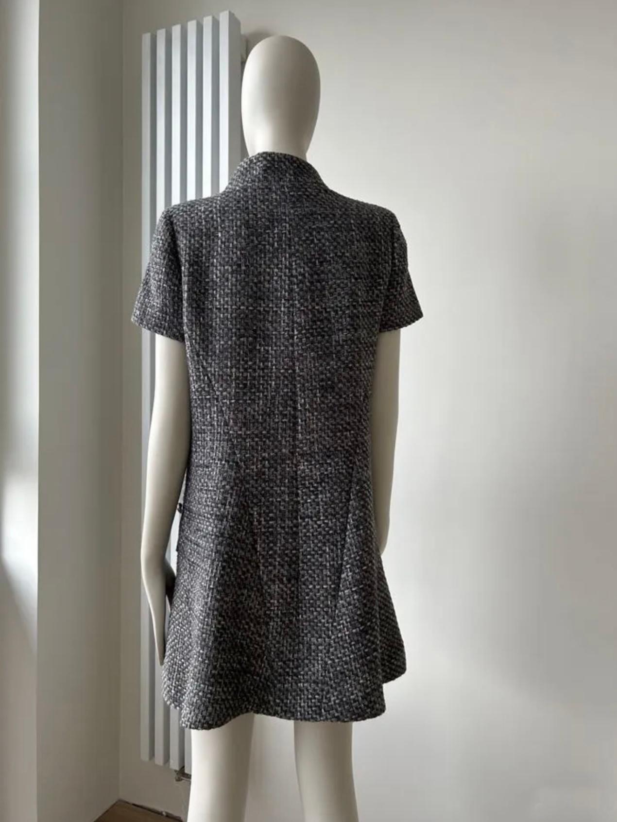Chanel Lily Allen Style Grey Tweed Jacket For Sale 4