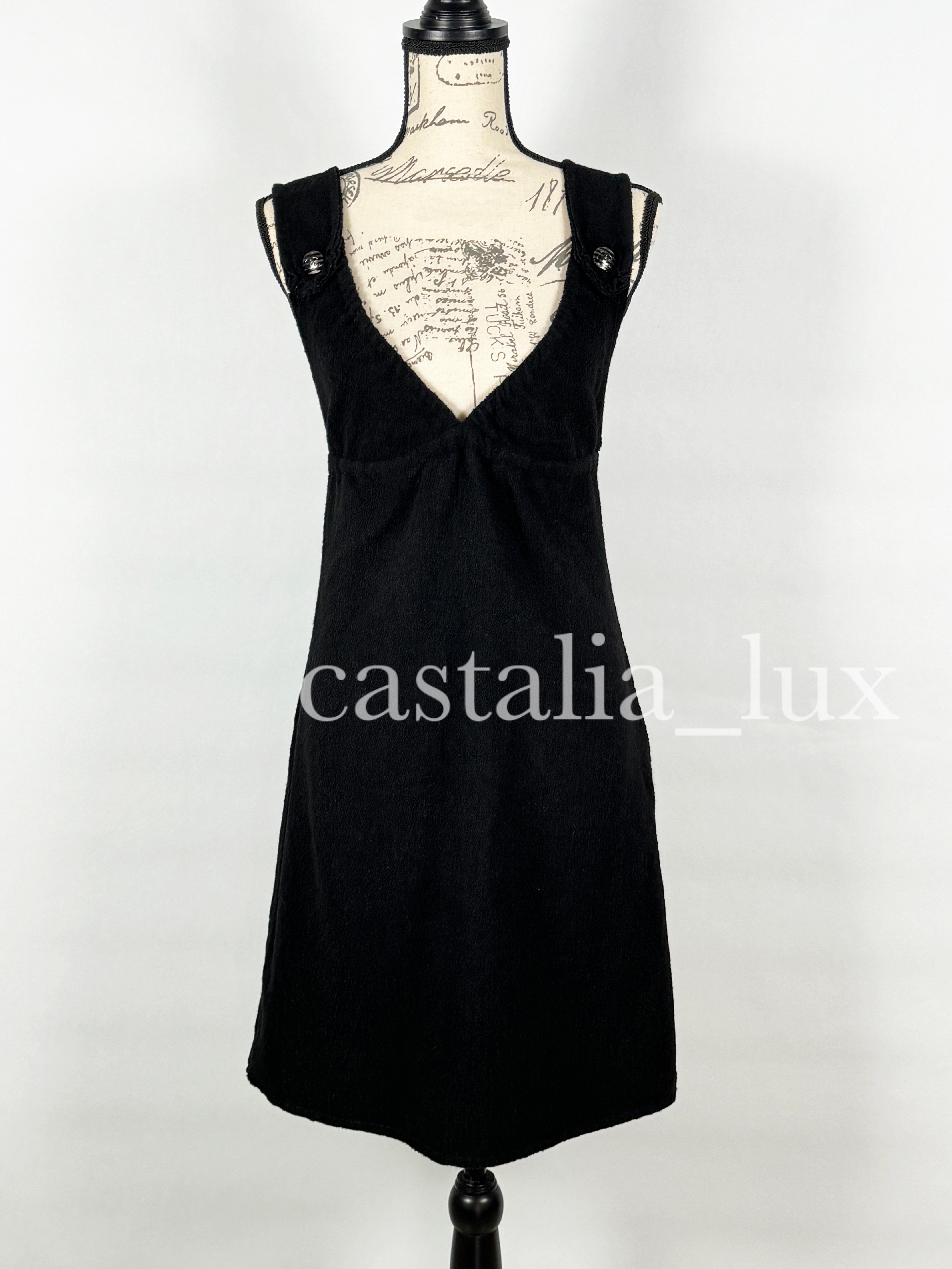 Chanel Lily Rose Depp Style Black Tweed Dress For Sale 4
