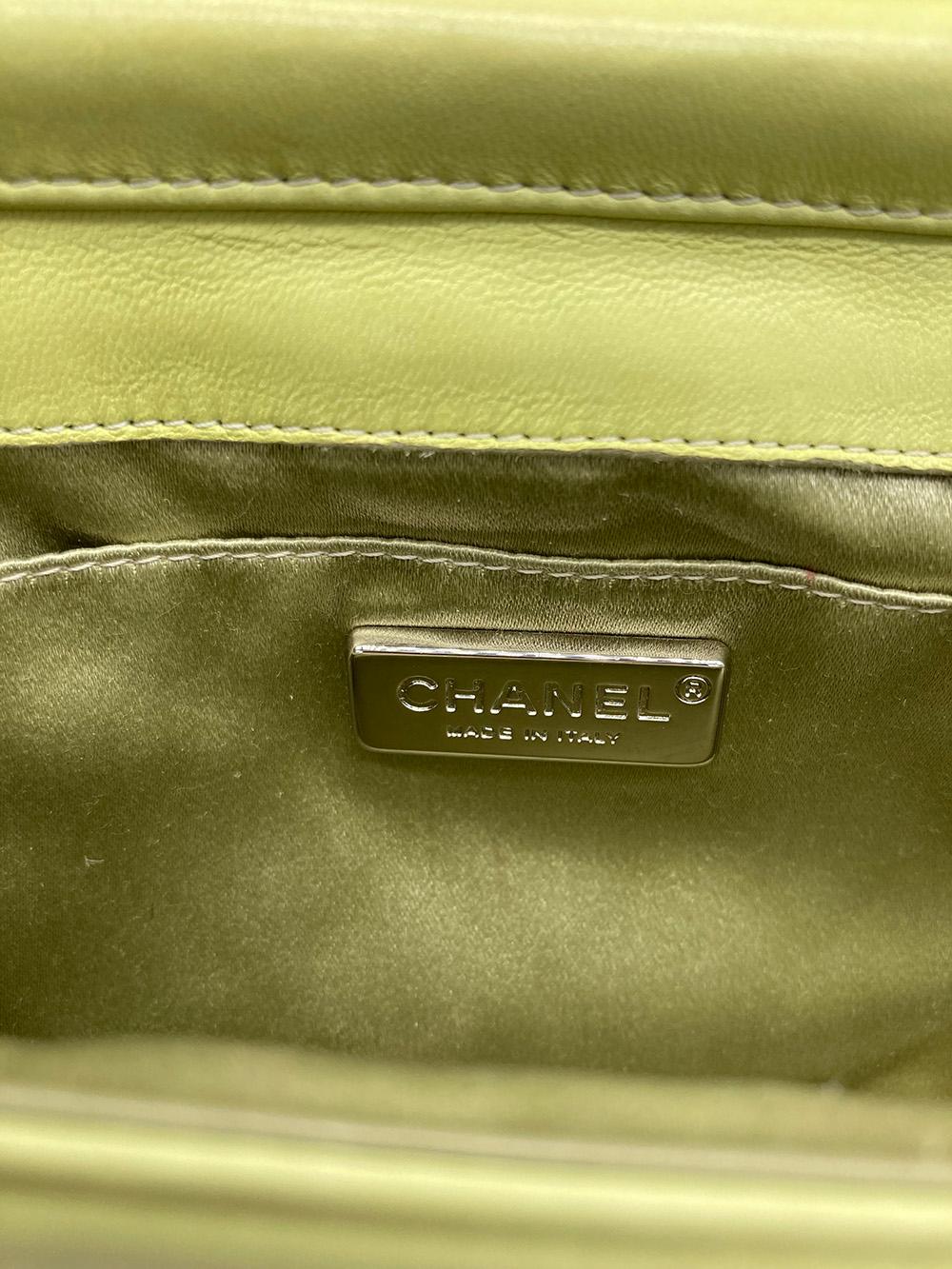 Women's Chanel Lime Green Butterfly Classic Flap Bag For Sale