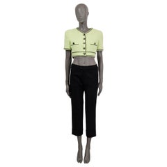 CHANEL lime green cotton 1995 95P ICONIC CROPPED TWEED Jacket 42 L