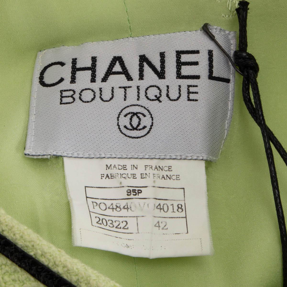 CHANEL lime green cotton 1995 95P ICONIC CROPPED TWEED Jacket 42 L 2