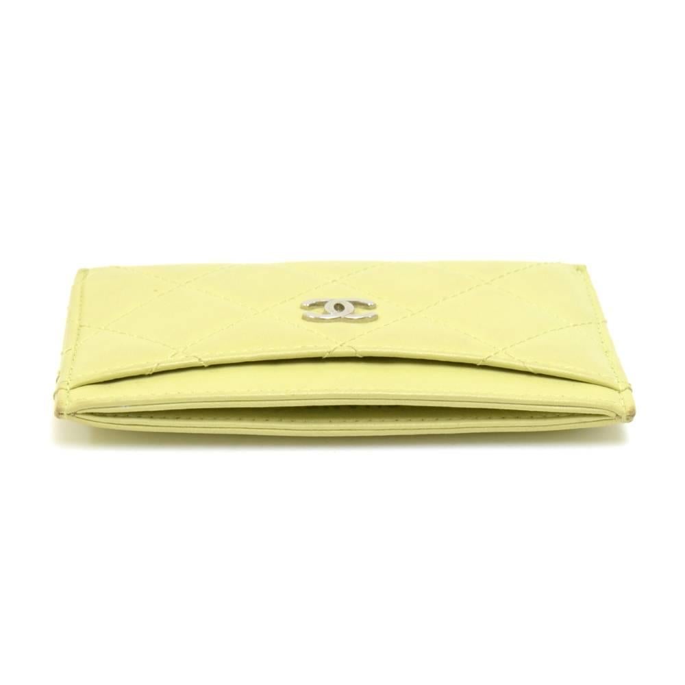 Women's Chanel Lime Green Leather Card Case