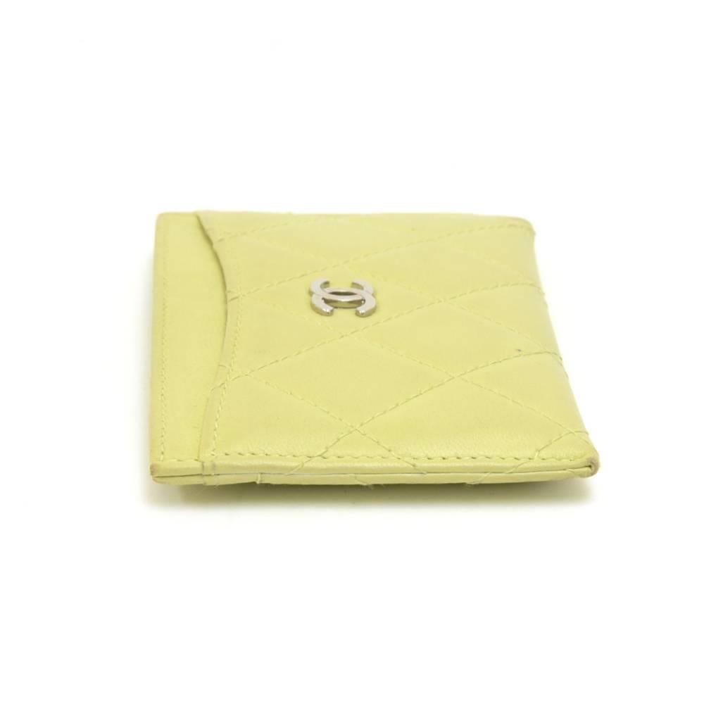 Chanel Lime Green Leather Card Case 1