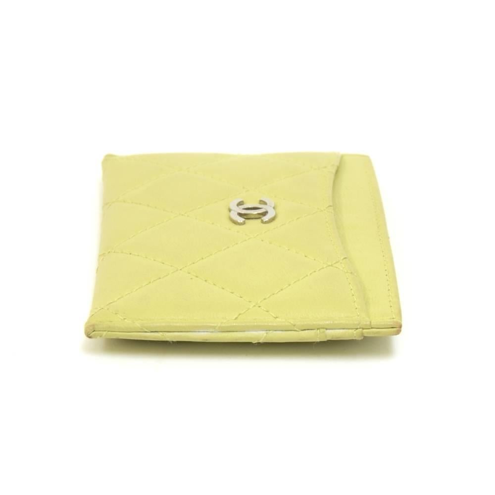 Chanel Lime Green Leather Card Case 2