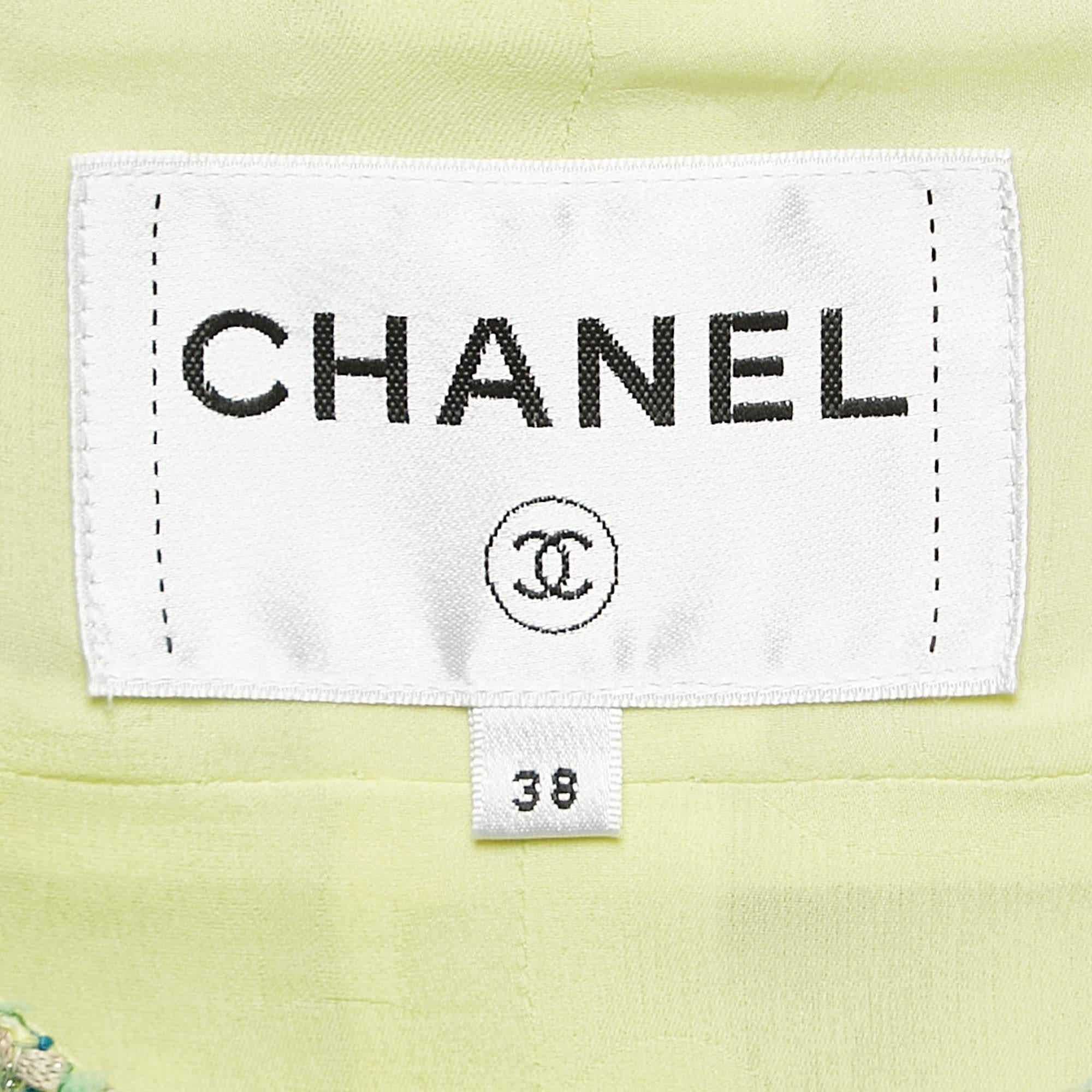 Women's Chanel Lime Green Lesage Tweed Jacket M