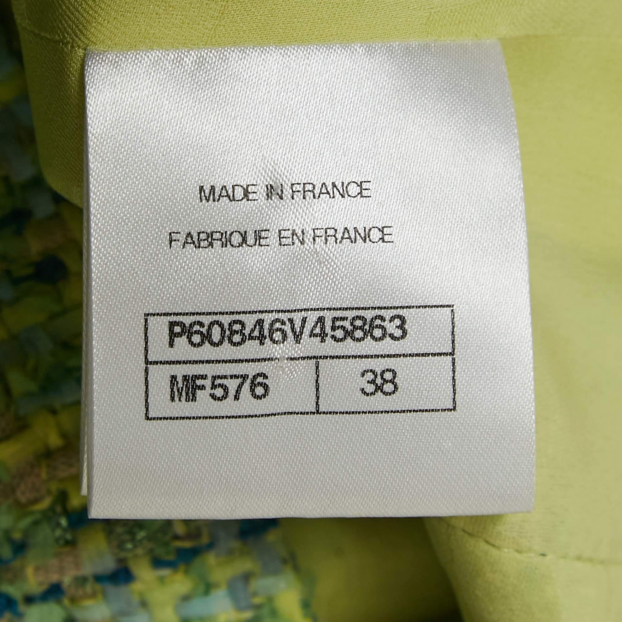 Chanel Lime Green Lesage Tweed Jacket M 1