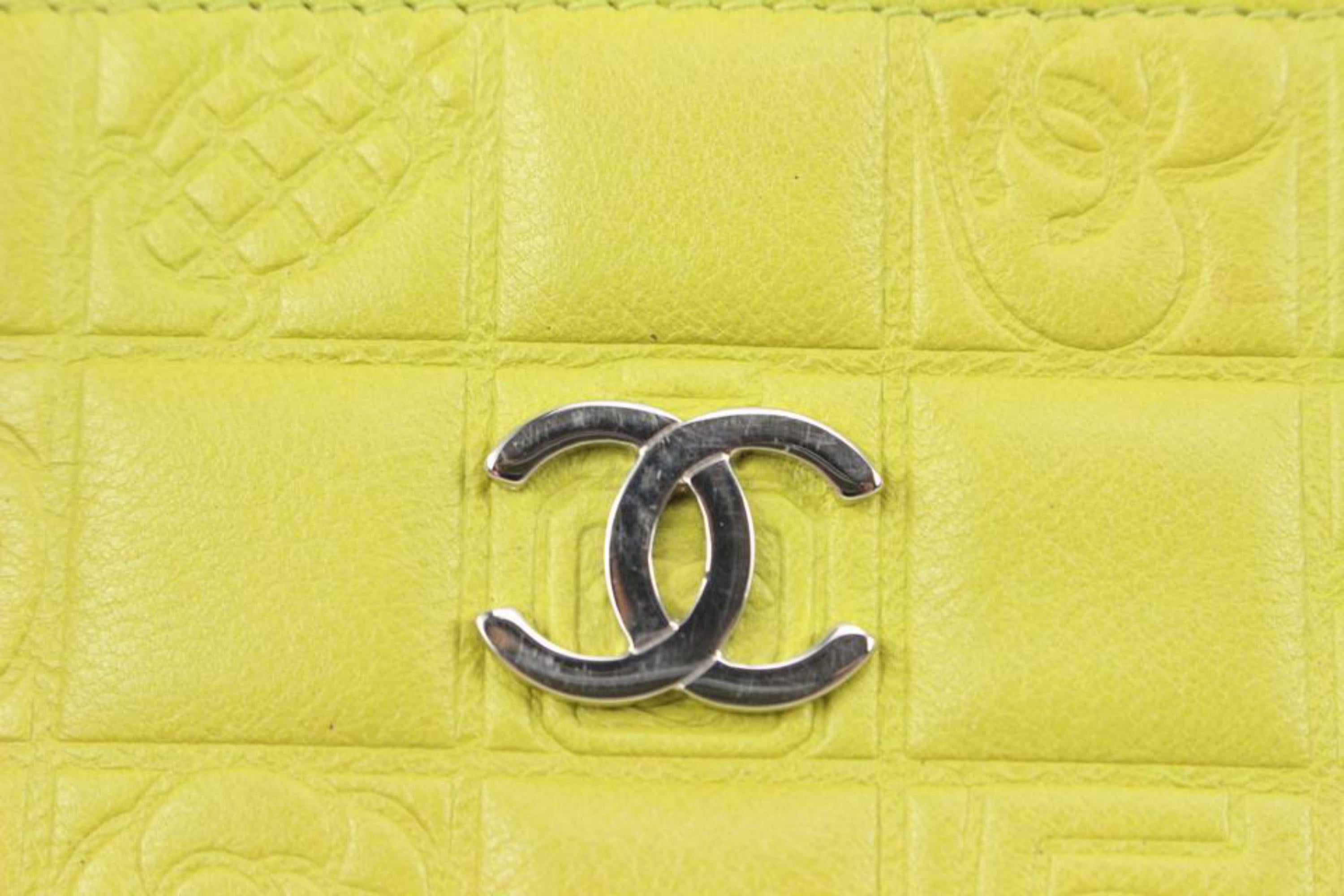 Chanel Limonengrüne gesteppte Schokolade Bar Kartenetui Wallet Case 52ck322s Damen im Angebot