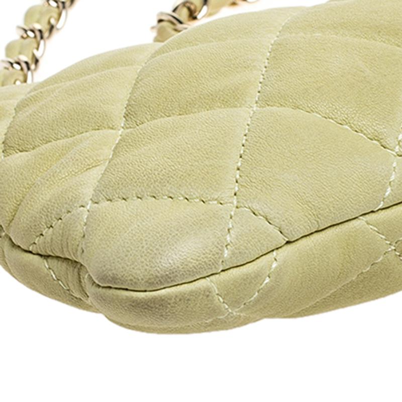 Women's Chanel Lime Green Quilted Leather Pochette