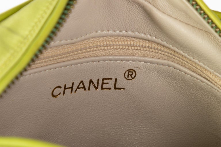 Chanel Lime Green Quilted Satin Leather Tassel Camera Bag, 1990s at 1stDibs