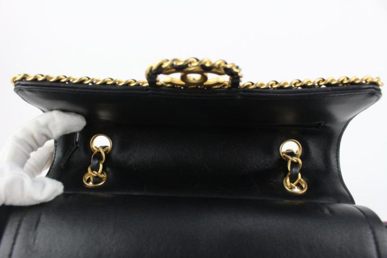 Chanel Limited Black Lambskin Gold Chain All-Over Classic Flap Cage 131cas0  at 1stDibs