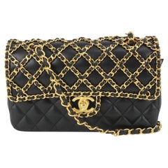 Chanel Limited Black Lambskin Gold Chain All-Over Classic Flap Cage  131cas0