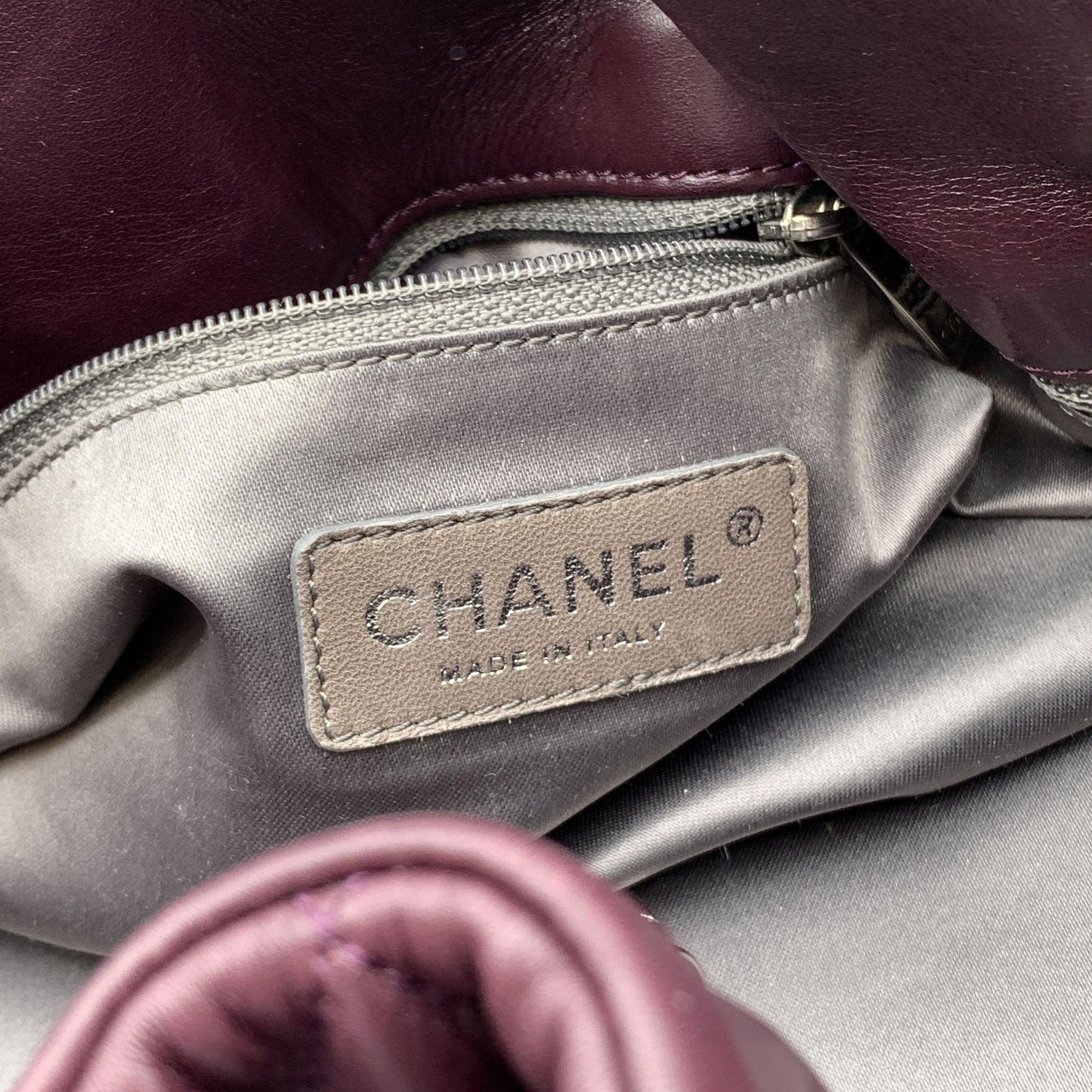 Chanel Limited Ed Purple Quilted Leather Paris-Londres Satchel Bag For Sale 1