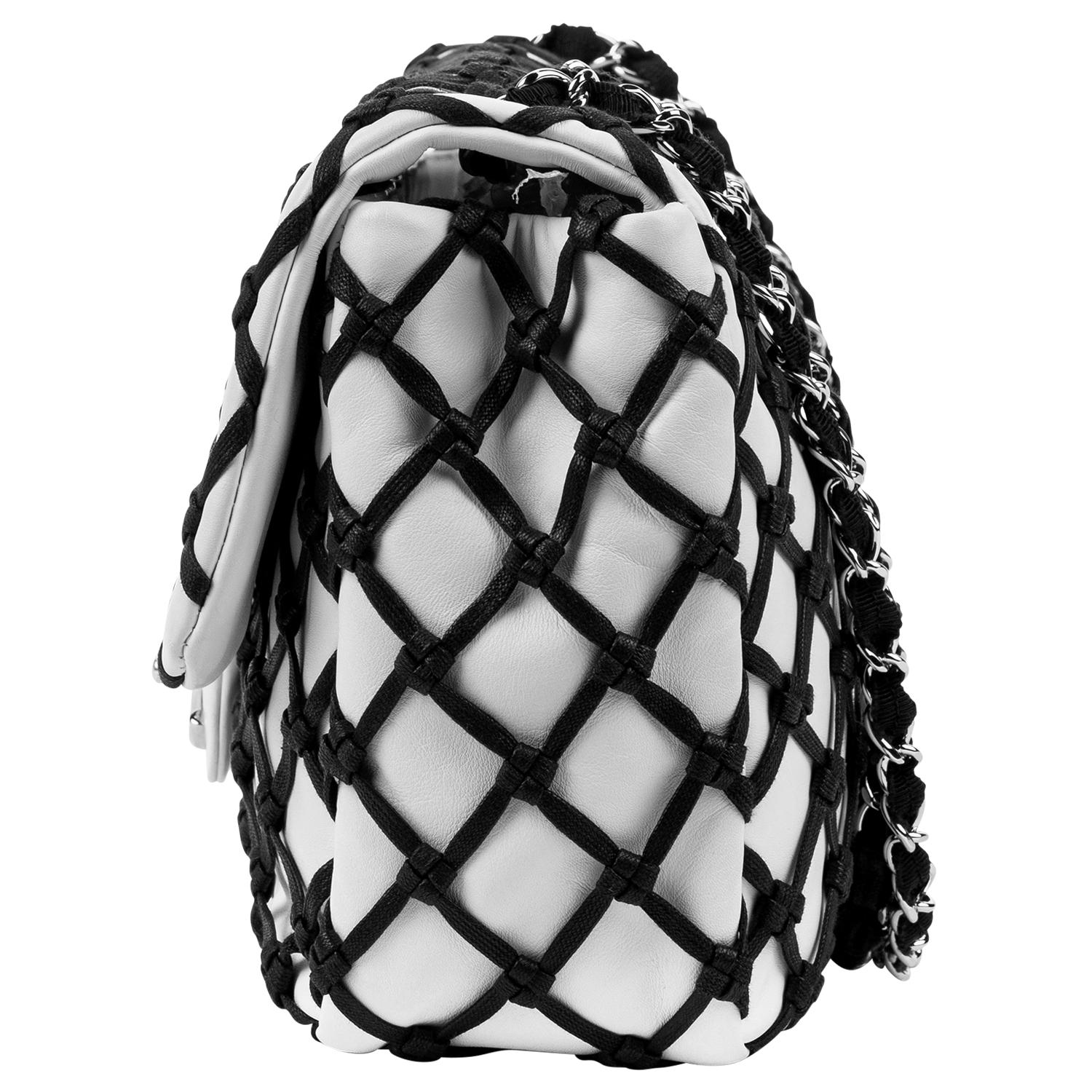 Grigio Chanel Edizione Limitata 2010 Borsa a rete bianca con pattina