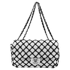 Chanel Limited Edition 2010 White Fishnet Flap Bag