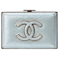 Chanel Limited Edition 2012 Ice Blue CC Python Clutch