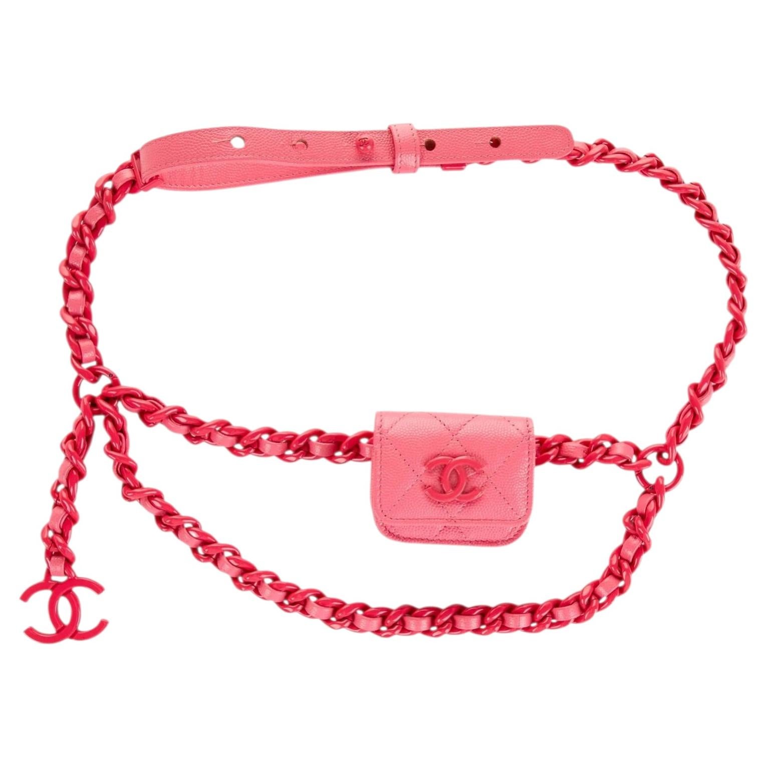 Chanel Limited Edition 2020 Pink Caviar Quilted Micro Mini Flap Waist Belt Bag