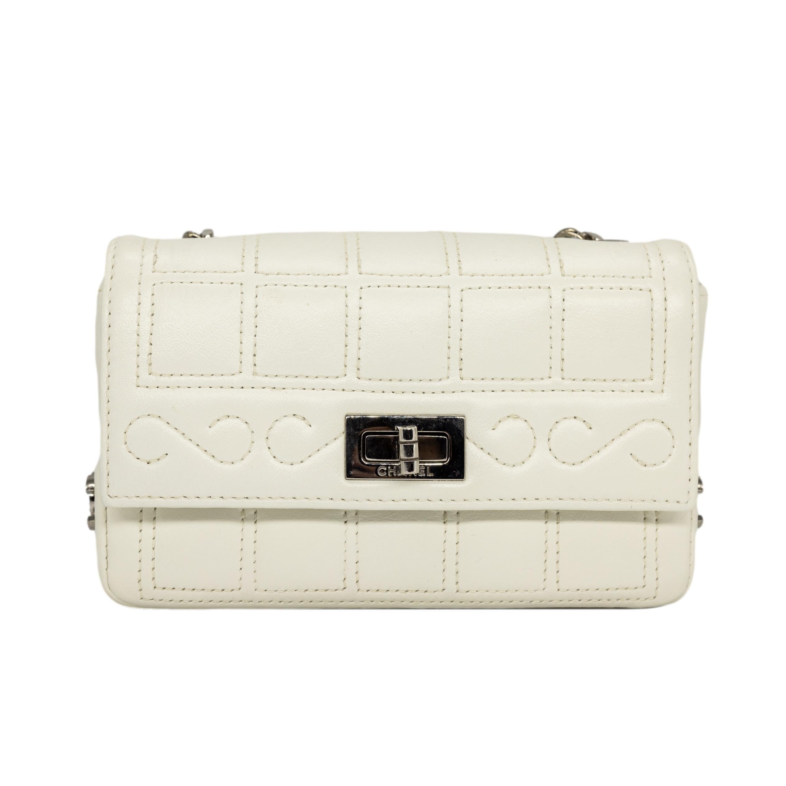 Chanel Limited Edition 2.55 Re-Issue White Mini Chocolate Bar Shoulder Bag, 2002 2