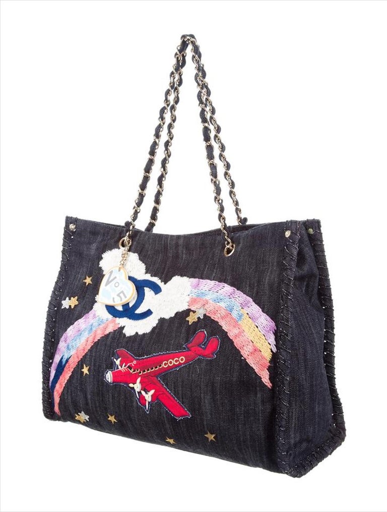 Sold at Auction: Chanel Denim XL Coco Cabas Tote Shoulder Bag Purse