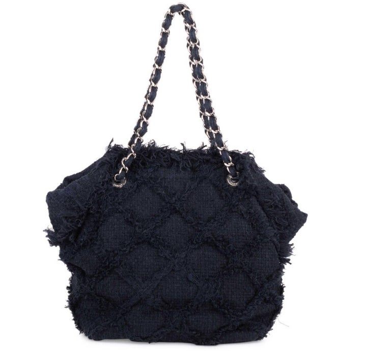 Chanel Limited Edition Black Large Crochet Nature Tweed Fringe