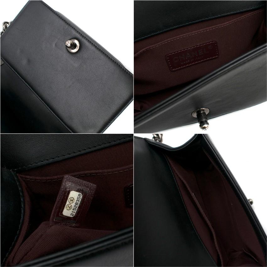 Women's Chanel Limited Edition Black & White Calfskin Woven Small Boy Bag 20cm