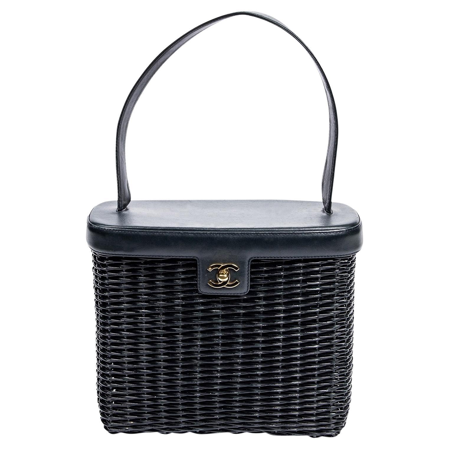 Chanel Wicker Basket Bag - 7 For Sale on 1stDibs  chanel mini gold basket  bag, gold wicker bag, chanel gold basket bag