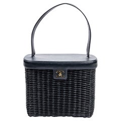 Retro Chanel Limited Edition Black Wicker Basket Bag