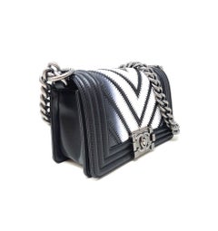 Chanel Limited Edition Boy Bag Black, White LIZARD. 2016
