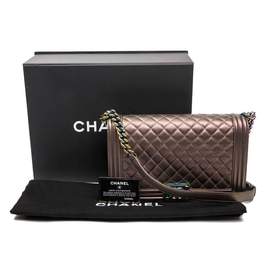 CHANEL Limited Edition 'Boy' Bag in Bronze Quilted Leather 6