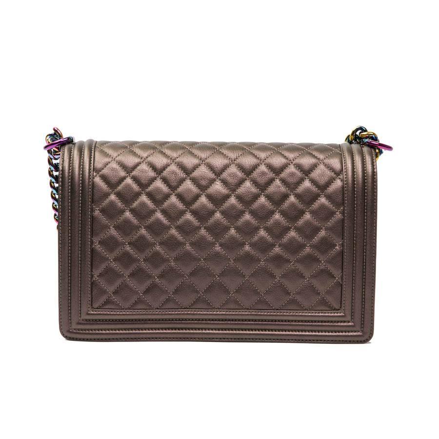 Black CHANEL Limited Edition 'Boy' Bag in Bronze Quilted Leather
