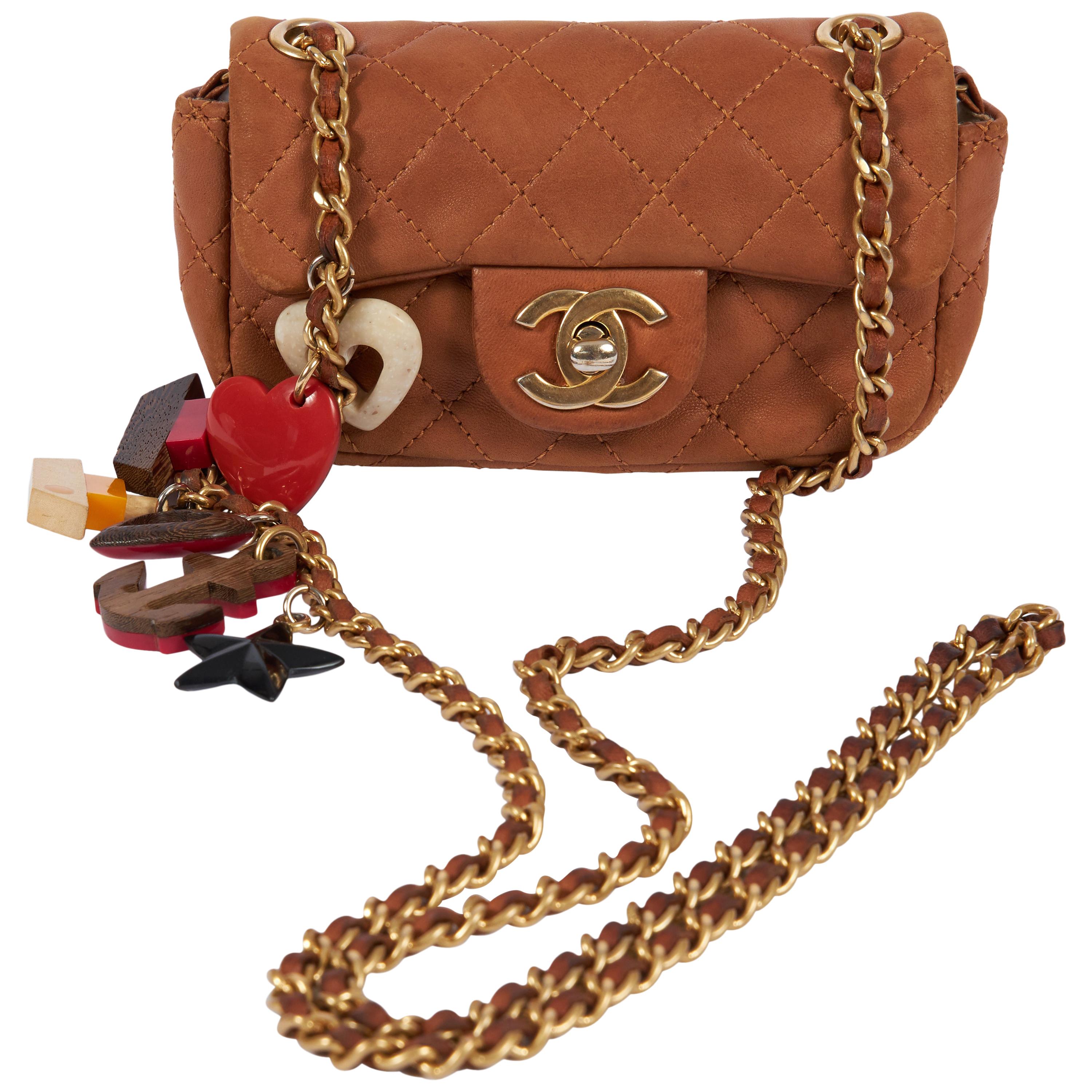 Chanel Limited Edition Camel Charm Mini Crossbody Bag at 1stDibs
