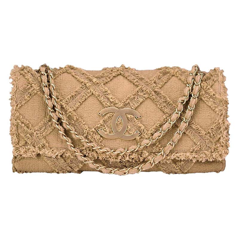 Chanel Limited Edition Crochet Nature Tweed Extra Large Flap Bag at