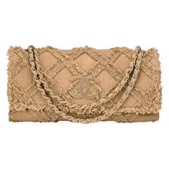 Chanel Edition Limitée Crochet Nature Tweed Sac à Rabat Extra Large