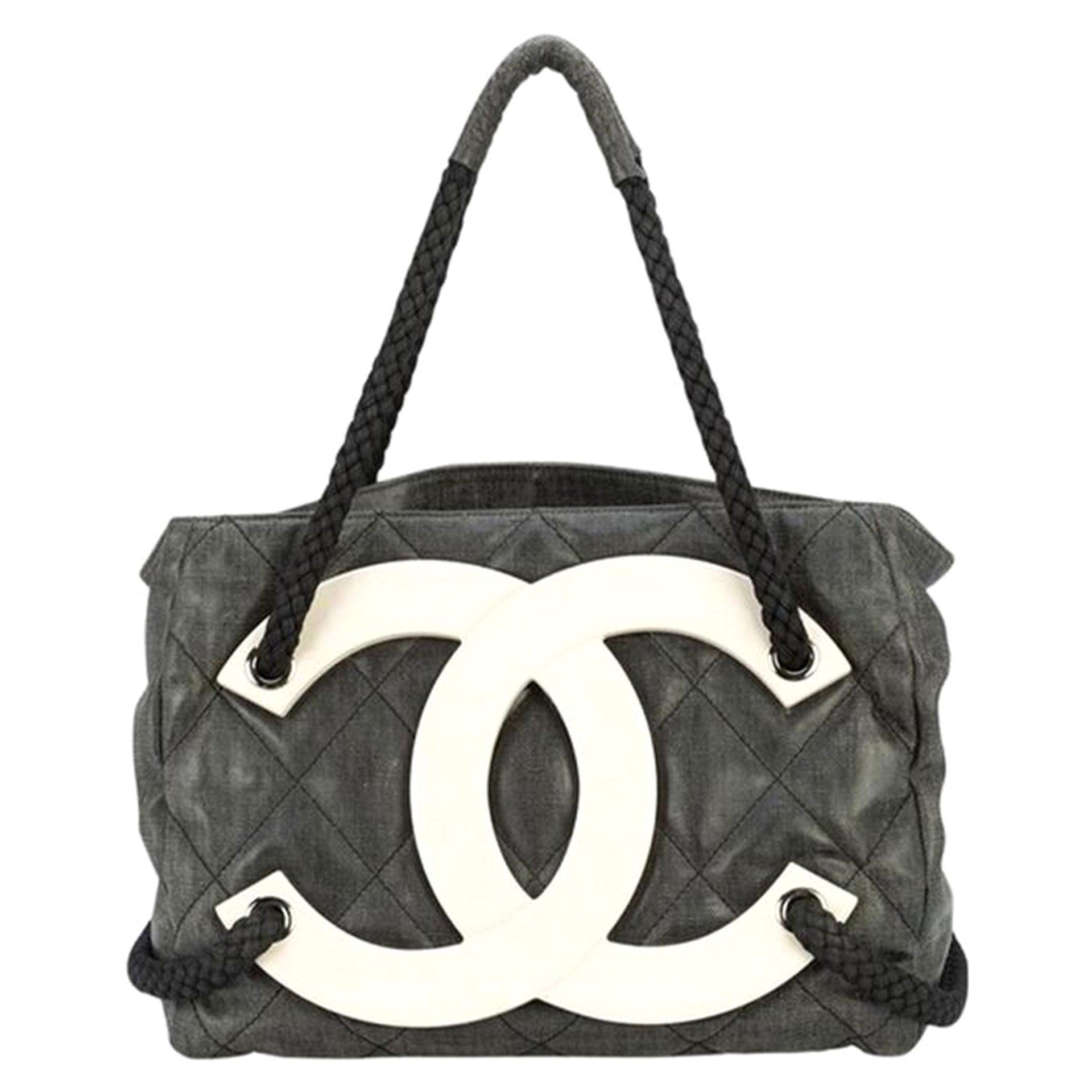 Chanel Limited Edition Cruise Yacht Nautical Beach Black Coated Canvas Tote
