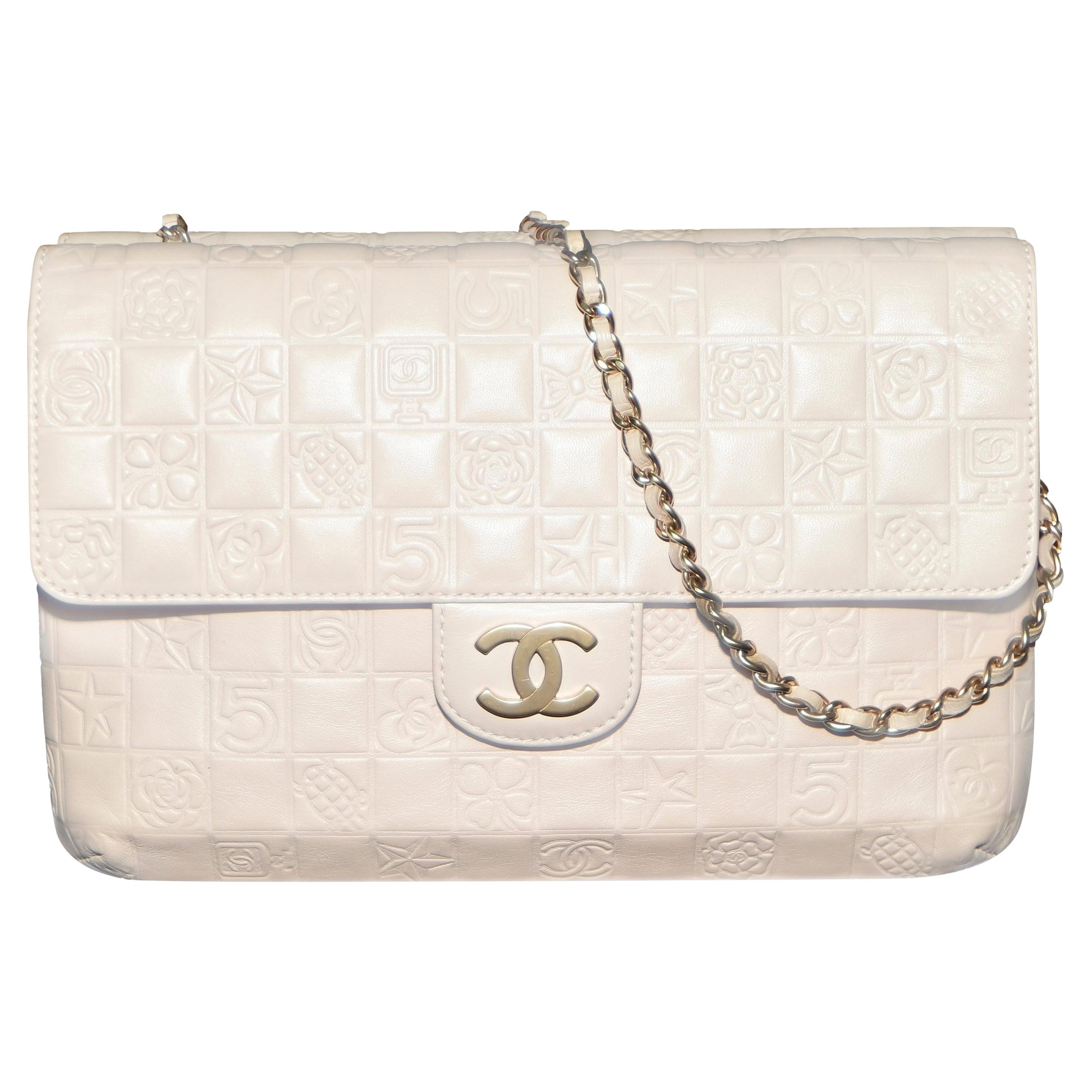 Chanel Limited Edition Embossed Logo Two Sided Flap Bag