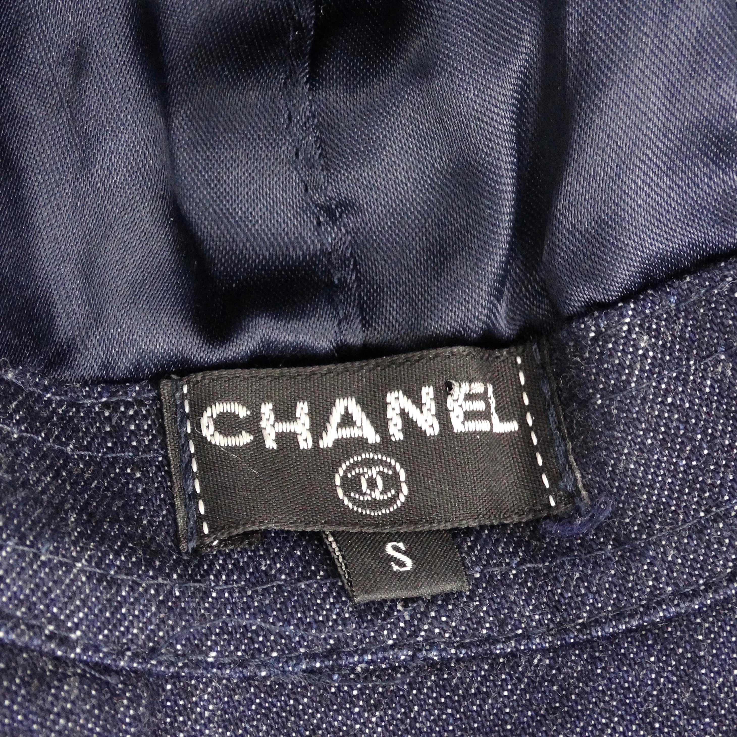 Chanel Limited Edition Embroidered Jumbo Denim Hat 6