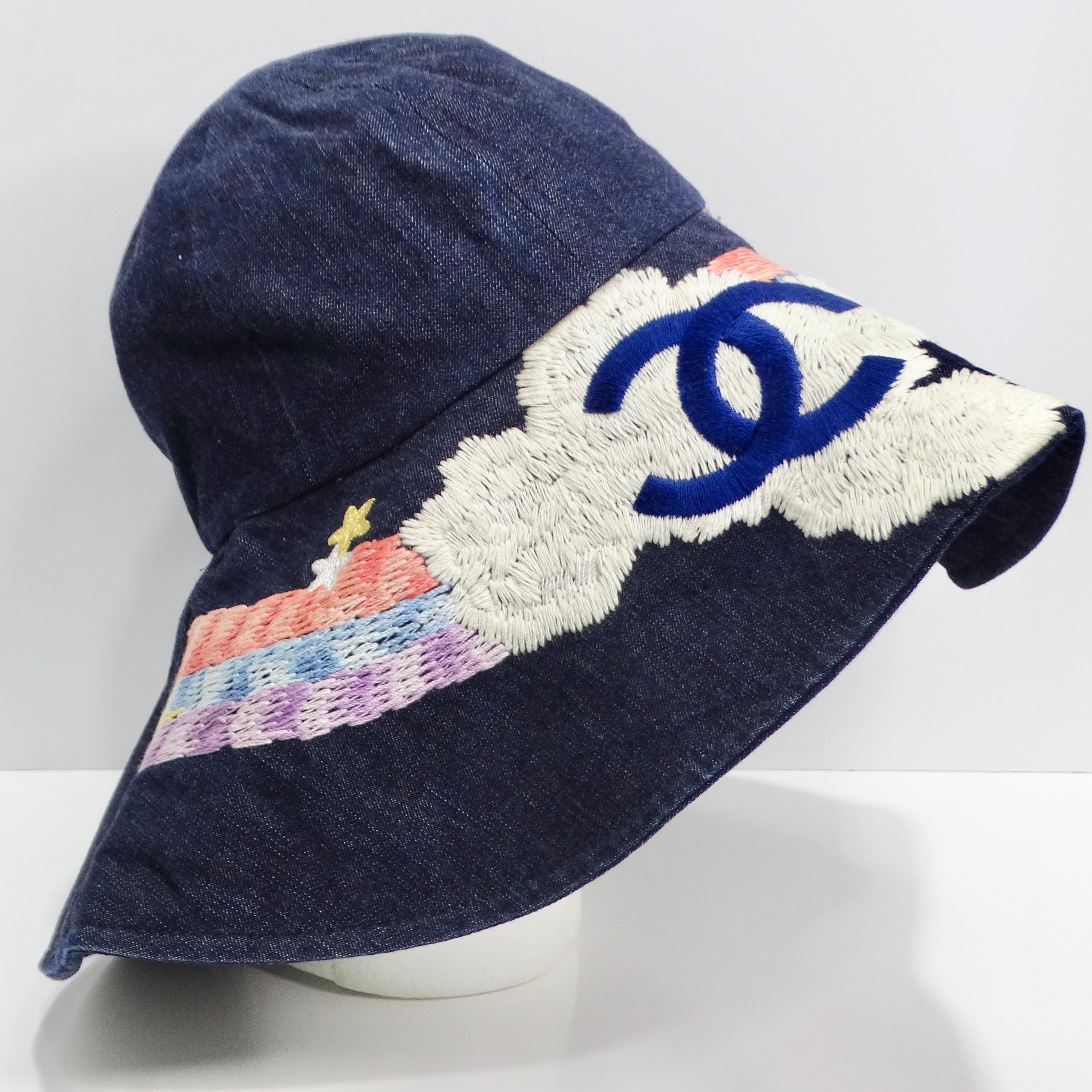 Women's or Men's Chanel Limited Edition Embroidered Jumbo Denim Hat