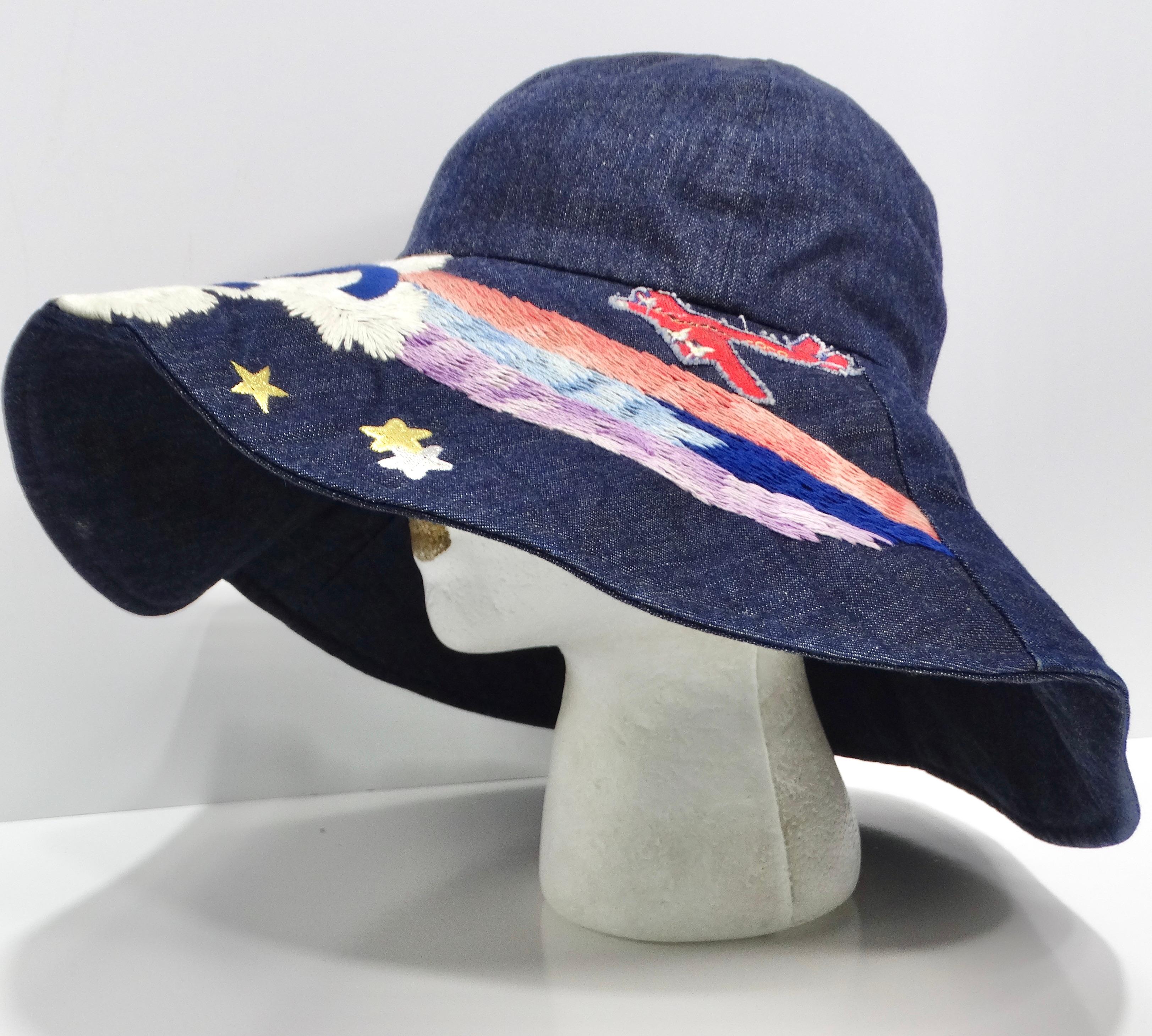 Chanel Limited Edition Embroidered Jumbo Denim Hat 2
