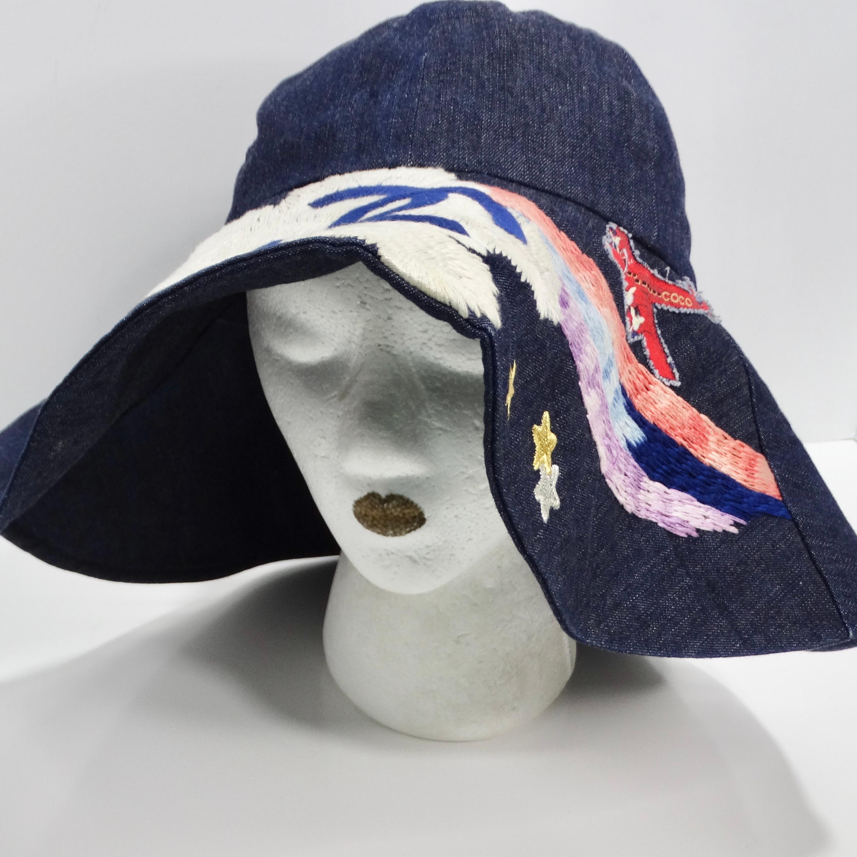 Chanel Limited Edition Embroidered Jumbo Denim Hat 4