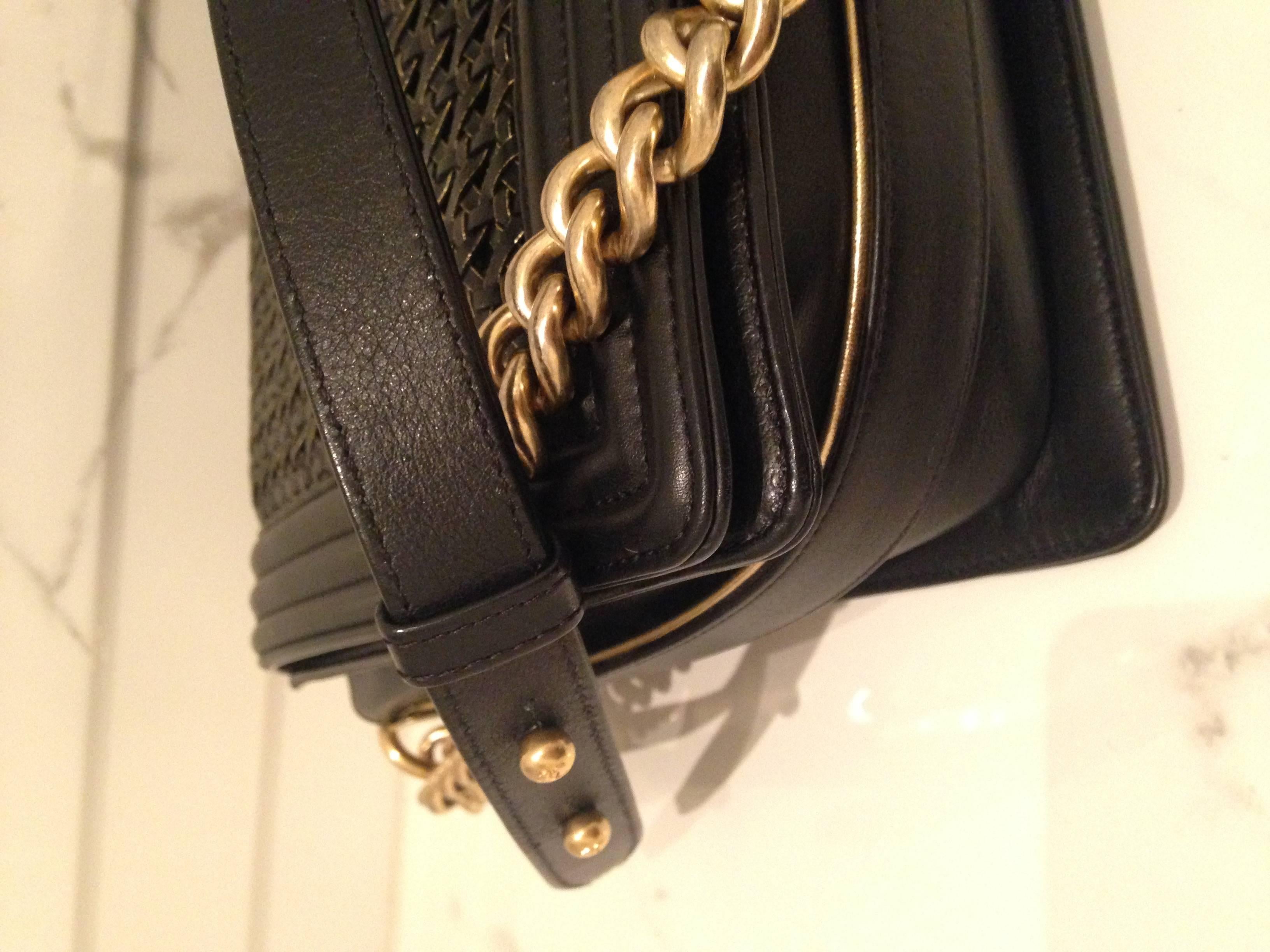 Chanel Limited Edition GM Black and Golden Boy Bag For Sale 1