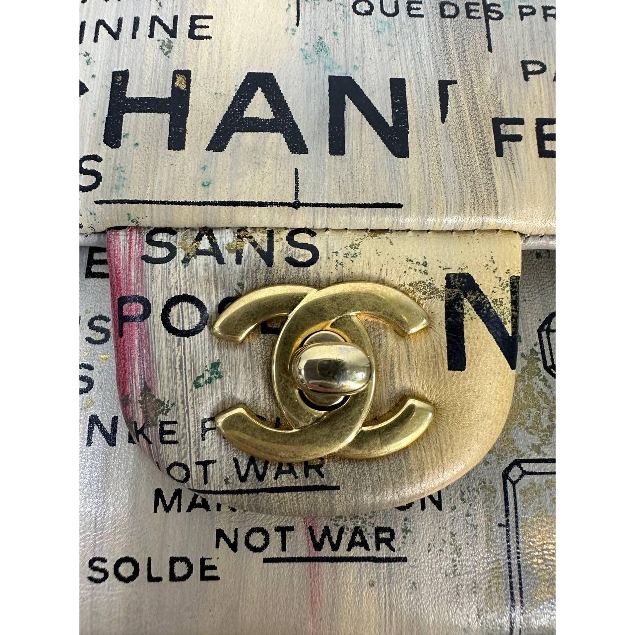 Chanel Limited Edition Graffiti Double Flap Bag In Good Condition In Krakow, PL