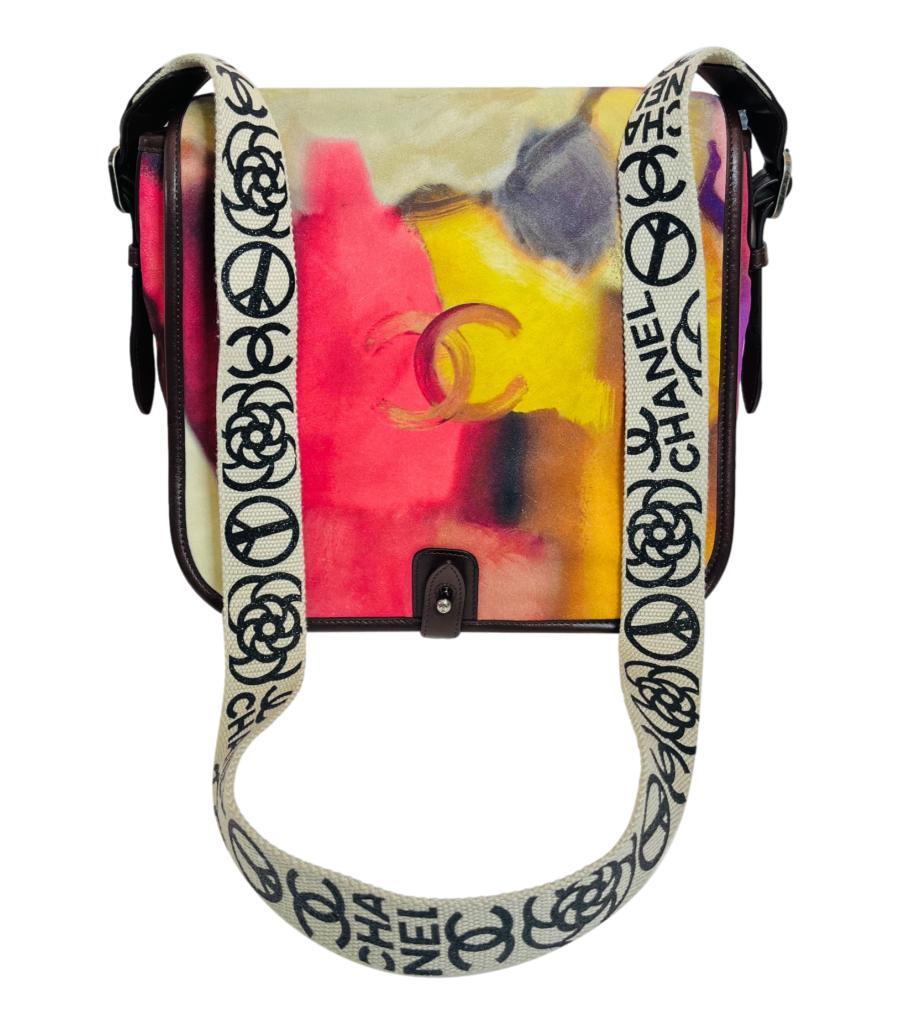 Chanel Limited Edition Graffiti Flower Power Nubuck Messenger Bag For Sale 2