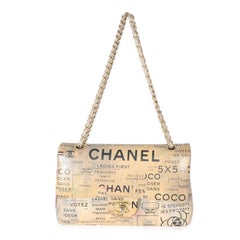Chanel Limited Edition Graffiti Newspaper Print Medium Double Flap Bag