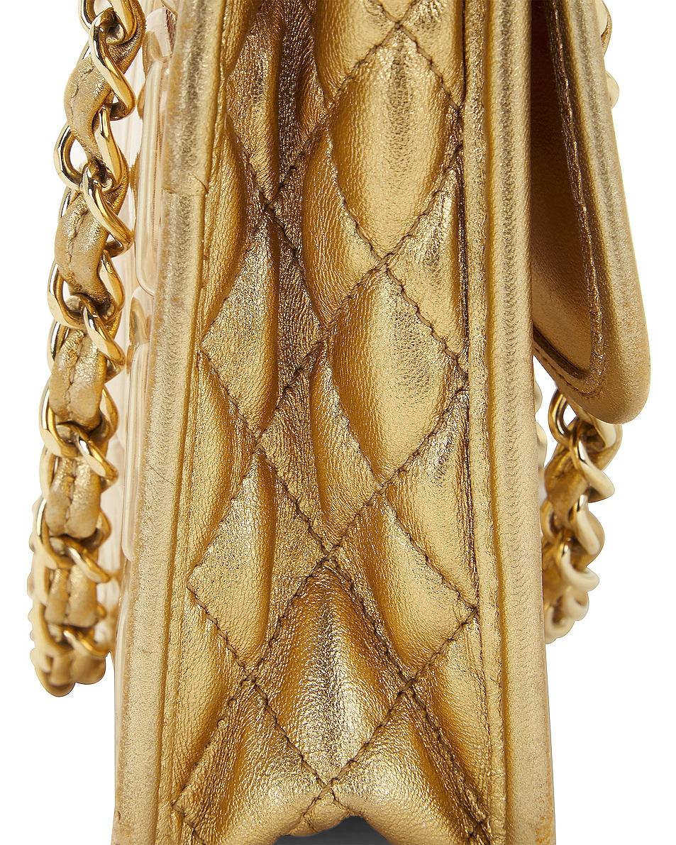 Chanel Limited Edition Ice Cube Flap Metallic Gold Lambskin Leather Shoulder Bag For Sale 5