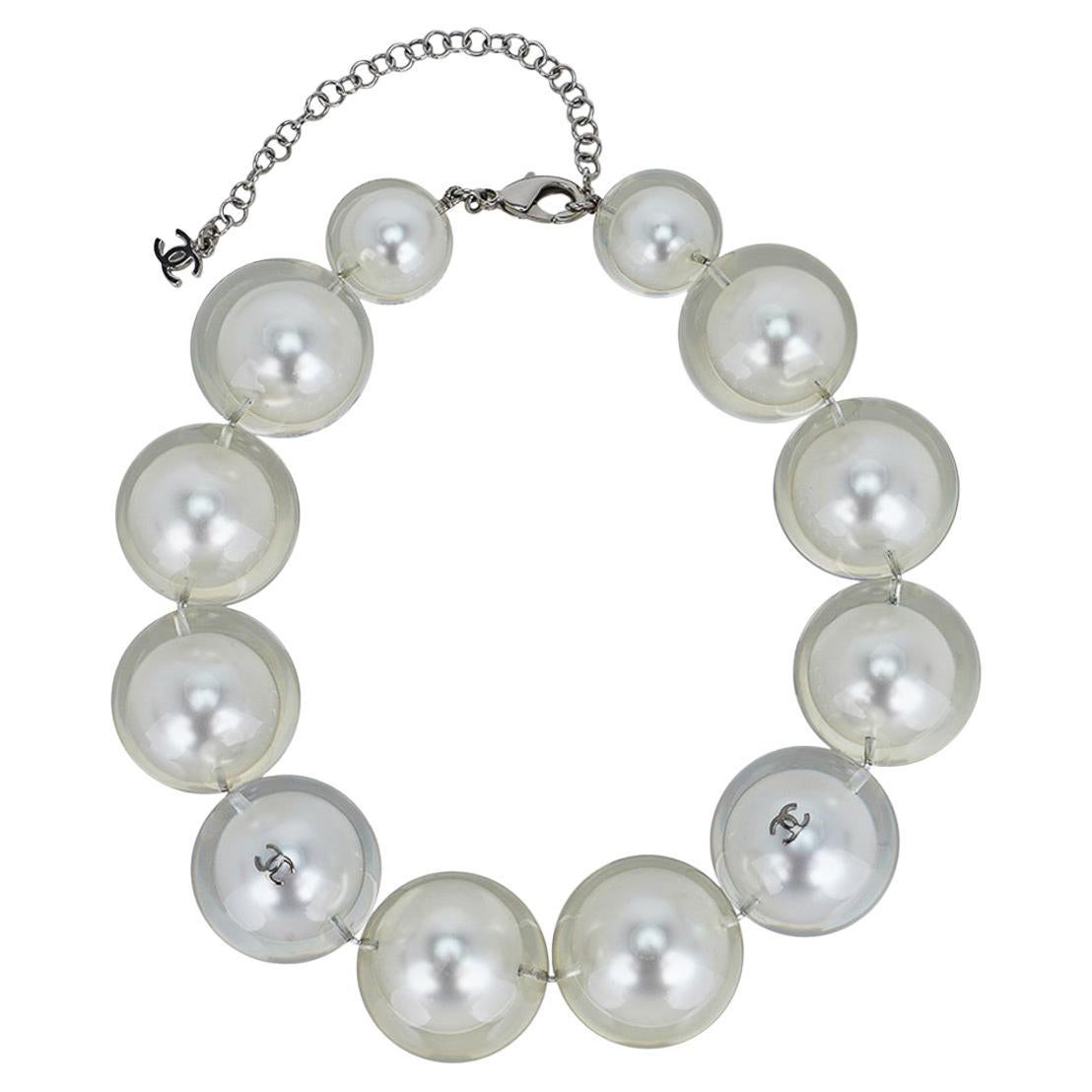 Chanel Limited Edition Karl Lagerfeld Pearl Choker Resin Coated 2017 For Sale