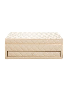 Chanel Limited Edition Gold Quilted Vanity Case Rare Home Decor Jewelry Case