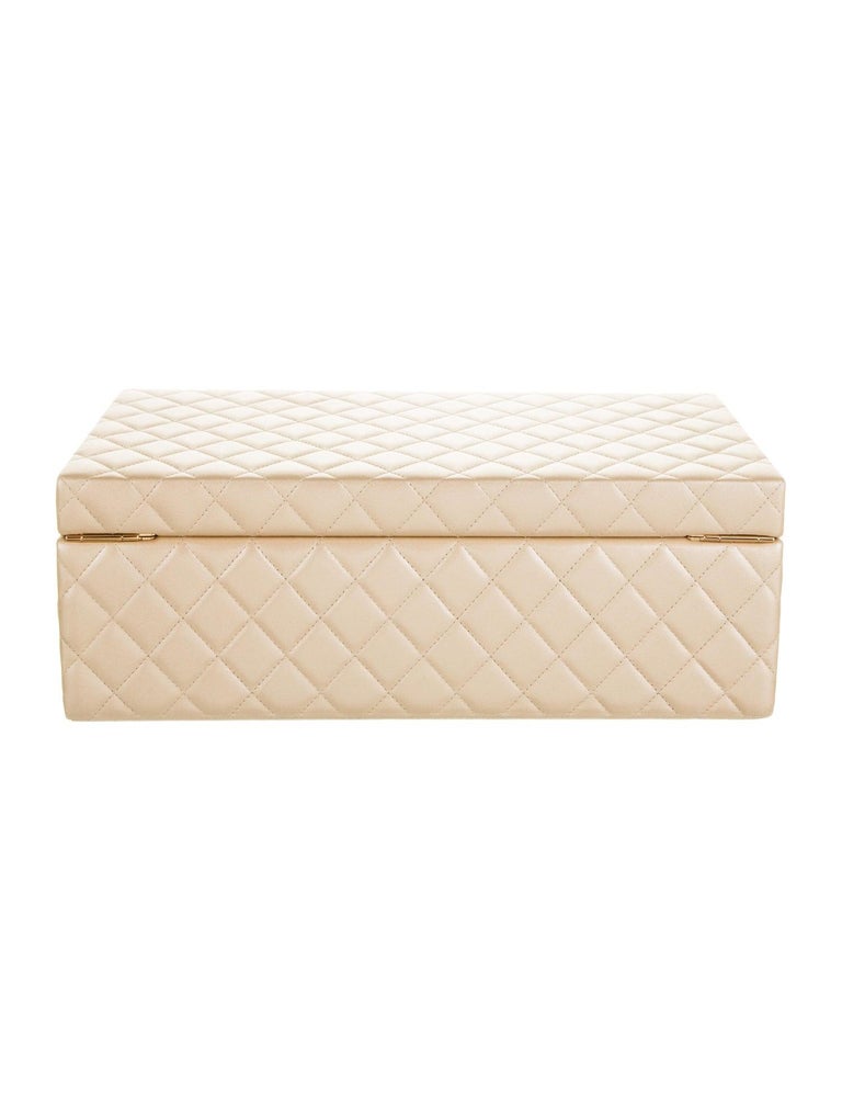 Chanel Limited Edition Light Gold Vanity Case Rare Home Decor Jewellery Box  For Sale at 1stDibs
