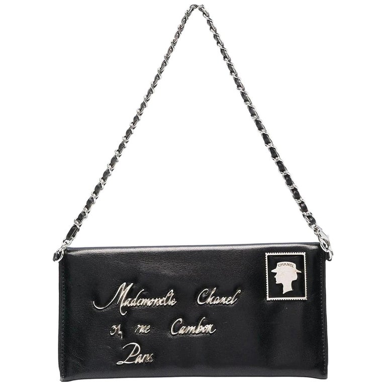 Chanel Black Leather Limited Edition Mademoiselle Postcard Bag