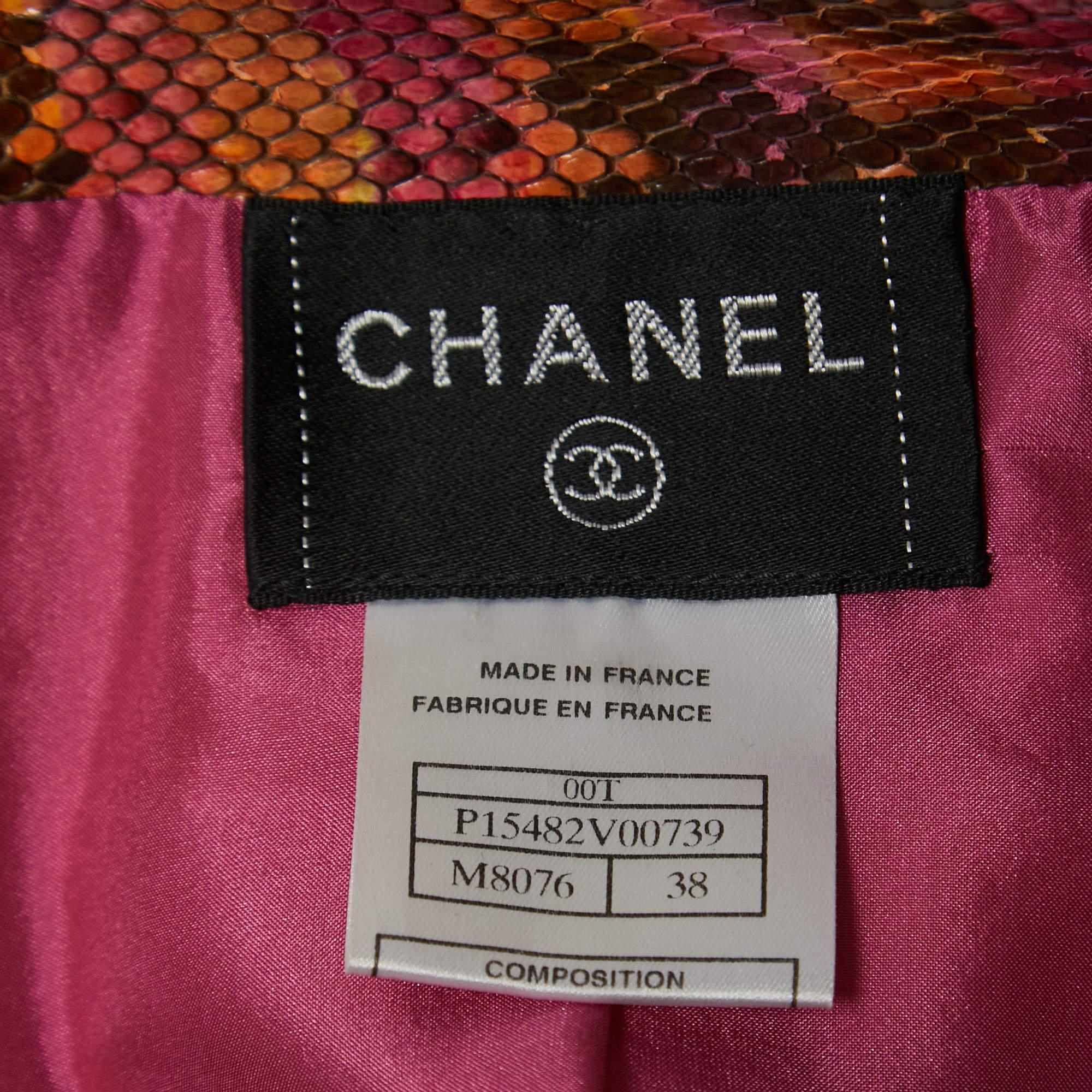 Chanel Limited Edition Multicolor Python Leather Zip Front Jacket M In Excellent Condition In Dubai, Al Qouz 2