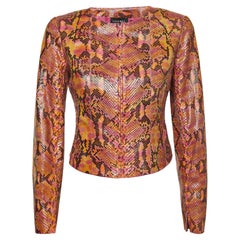 Chanel Limited Edition Multicolor Python Leather Zip Front Jacket M